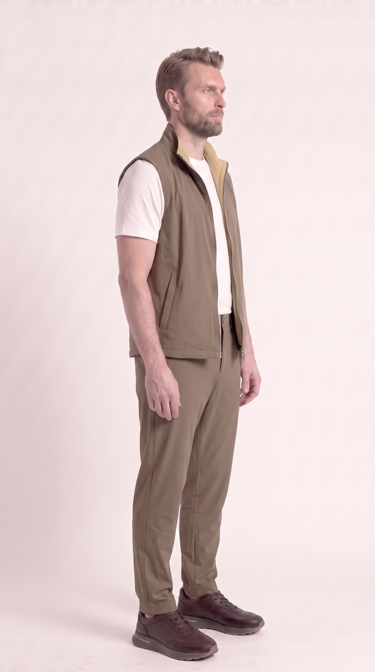 REVERSIBLE GILET GREY/BEIGE