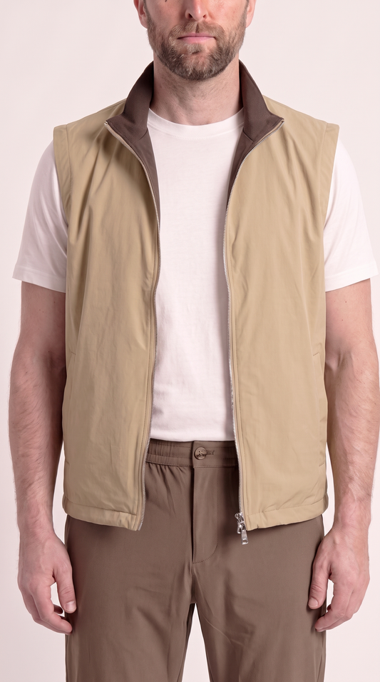 REVERSIBLE GILET GREY/BEIGE