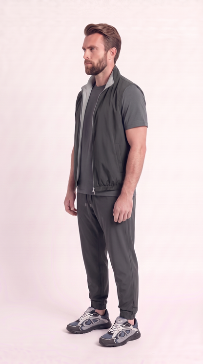 REVERSIBLE GILET NAVY SLATE GREY/LIGHT GREY