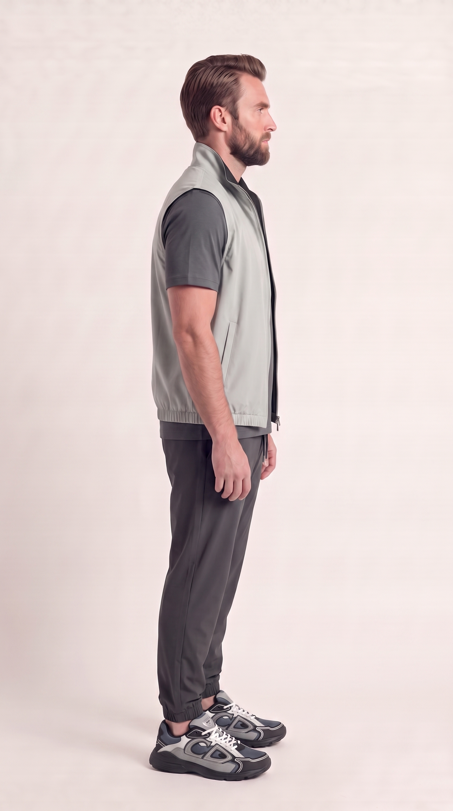 REVERSIBLE GILET NAVY SLATE GREY/LIGHT GREY