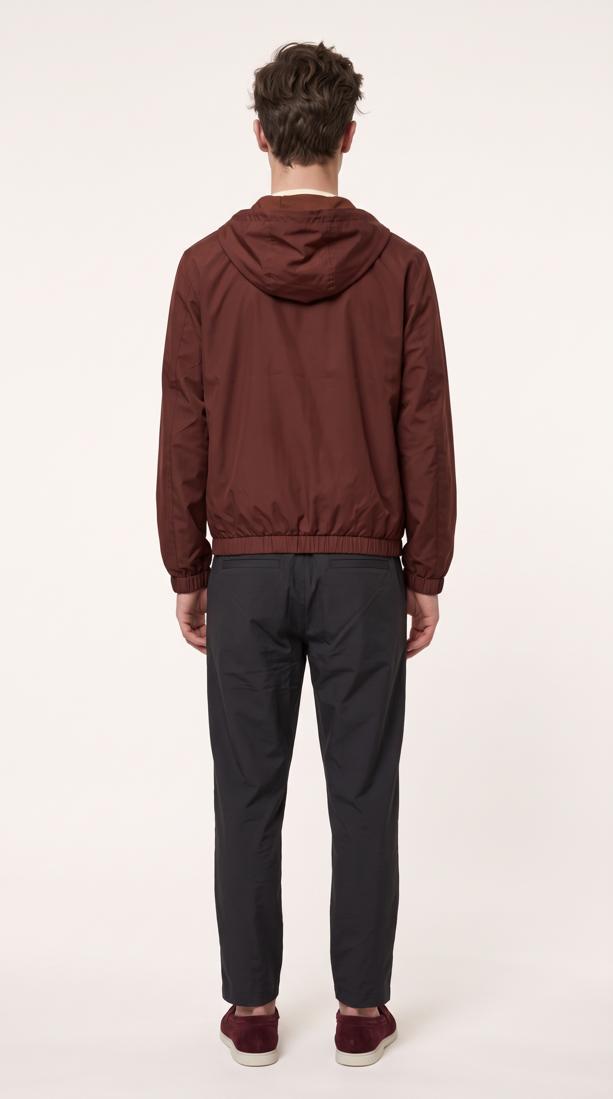 REVERSIBLE CASHMERE TECHNICAL HOODED JACKET BURGUNDY