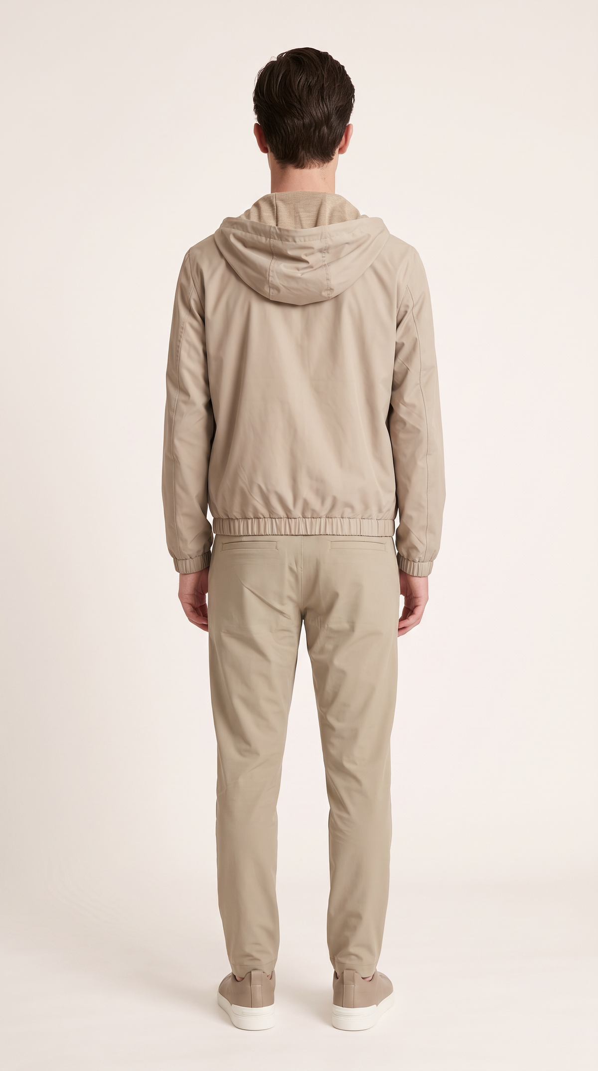 REVERSIBLE CASHMERE TECHNICAL HOODED JACKET BEIGE