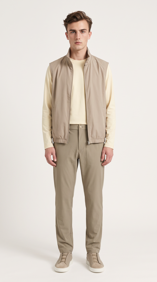 REVERSIBLE CASHMERE TECHNICAL GILET BEIGE