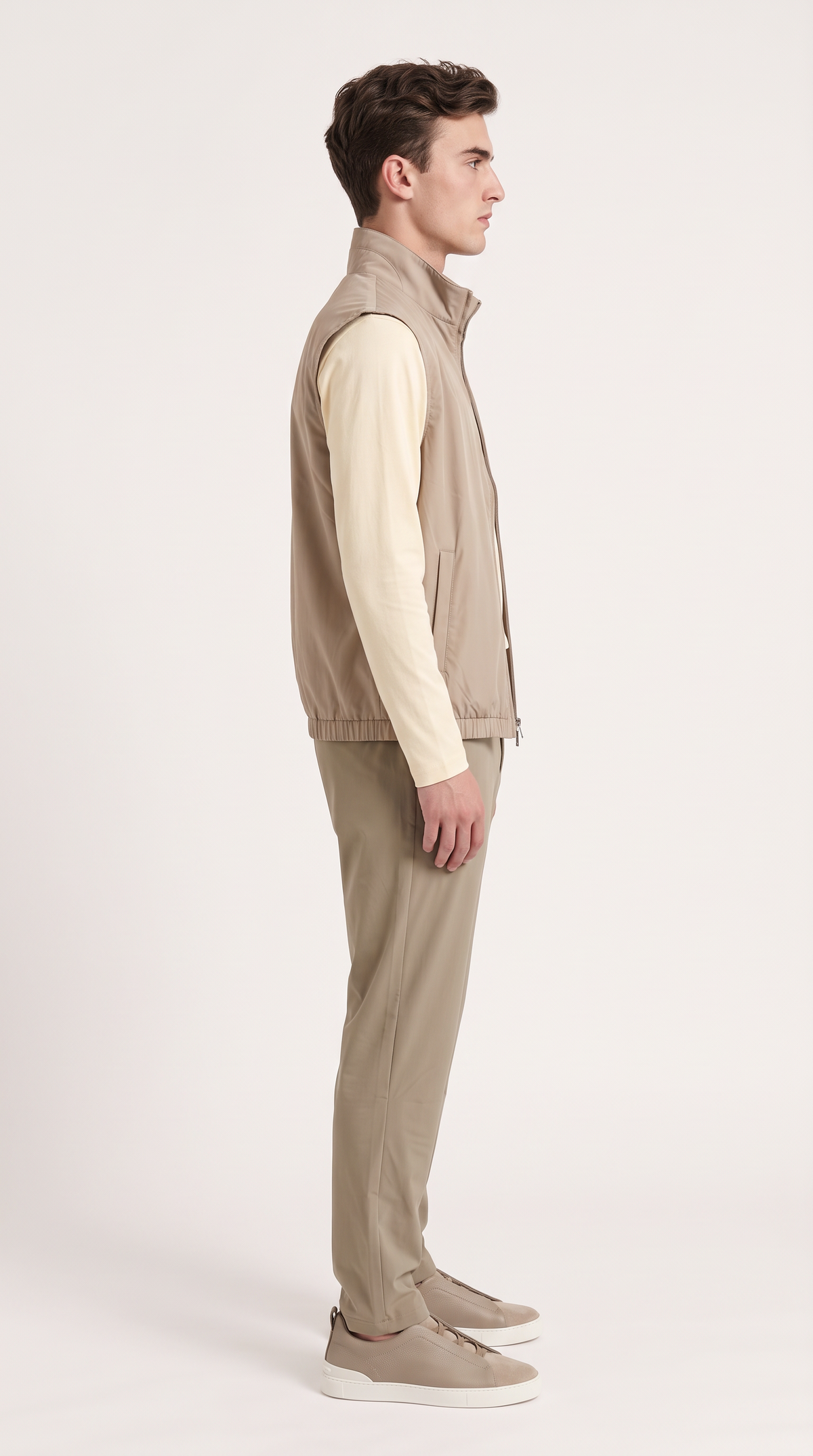 REVERSIBLE CASHMERE TECHNICAL GILET BEIGE