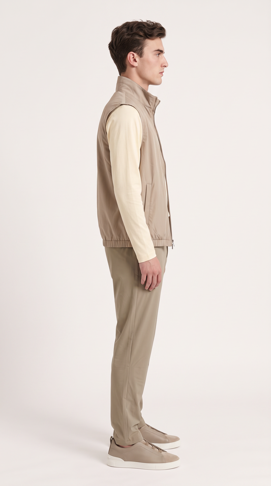 REVERSIBLE CASHMERE TECHNICAL GILET BEIGE