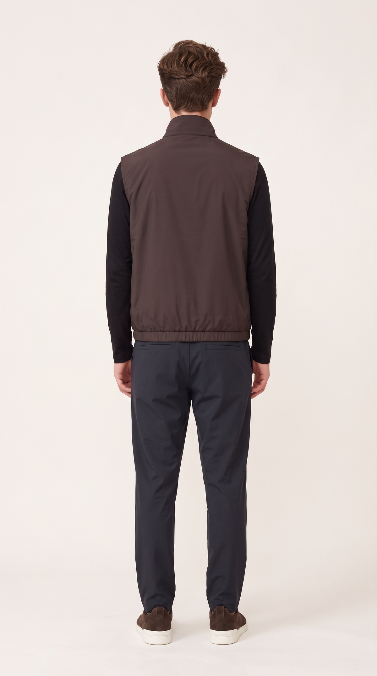 REVERSIBLE CASHMERE TECHNICAL GILET BROWN