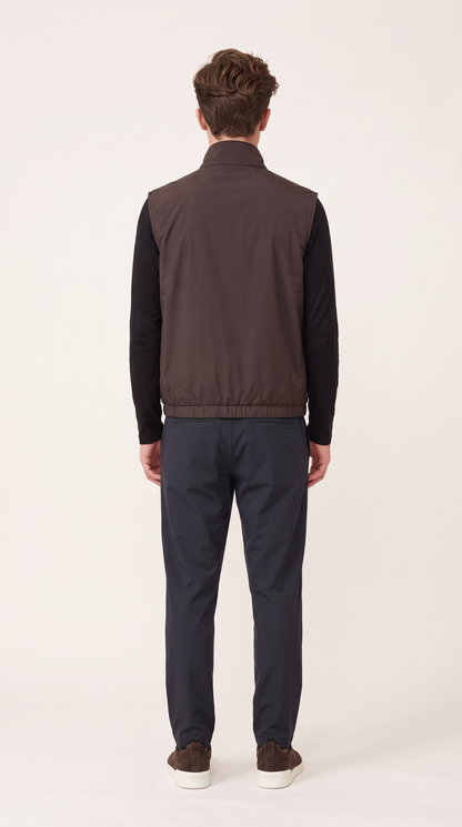 REVERSIBLE CASHMERE TECHNICAL GILET BROWN
