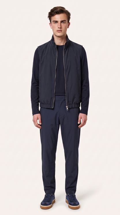 REVERSIBLE CASHMERE TECHNICAL GILET NAVY