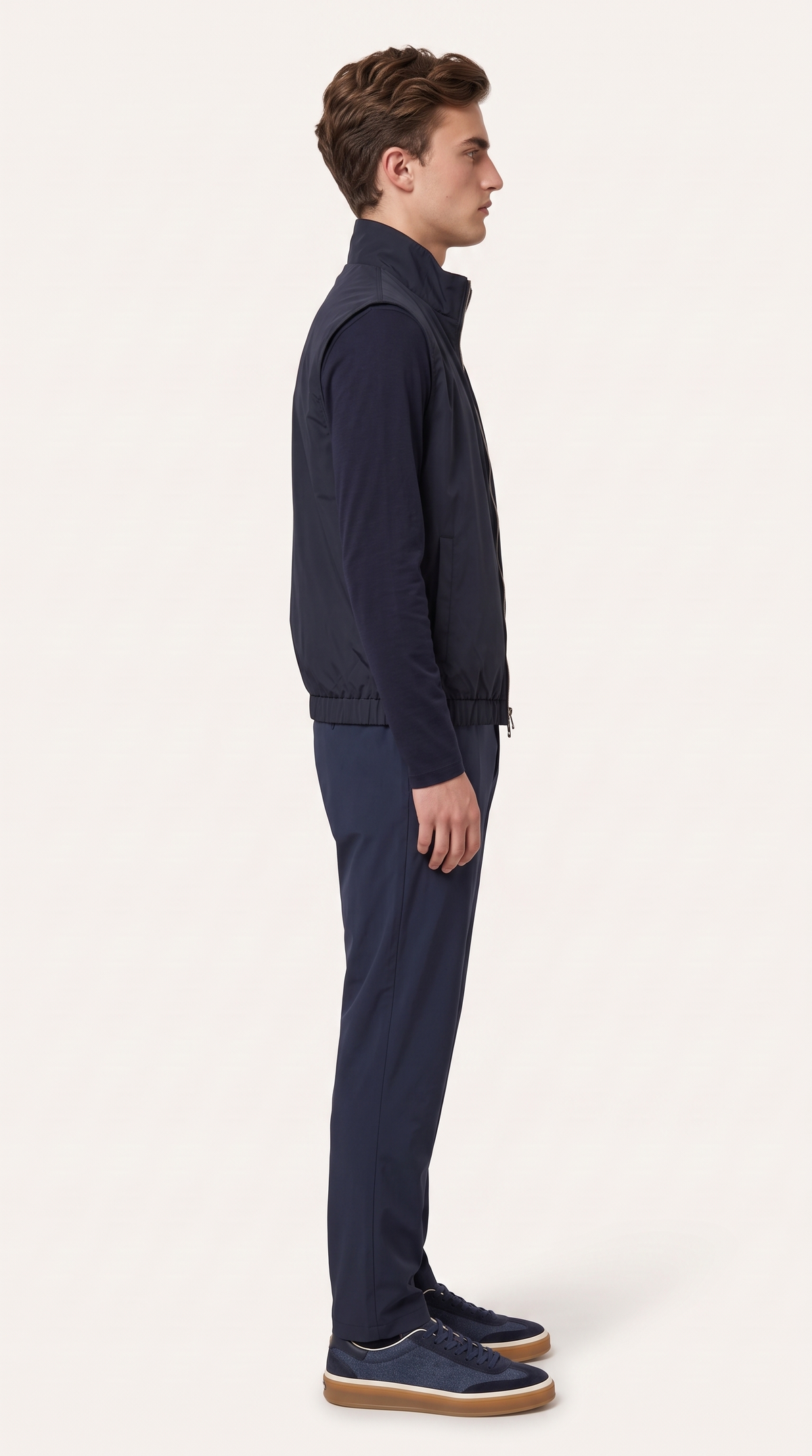 REVERSIBLE CASHMERE TECHNICAL GILET NAVY