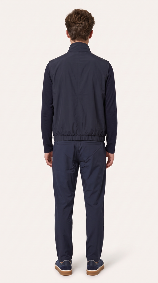 REVERSIBLE CASHMERE TECHNICAL GILET NAVY