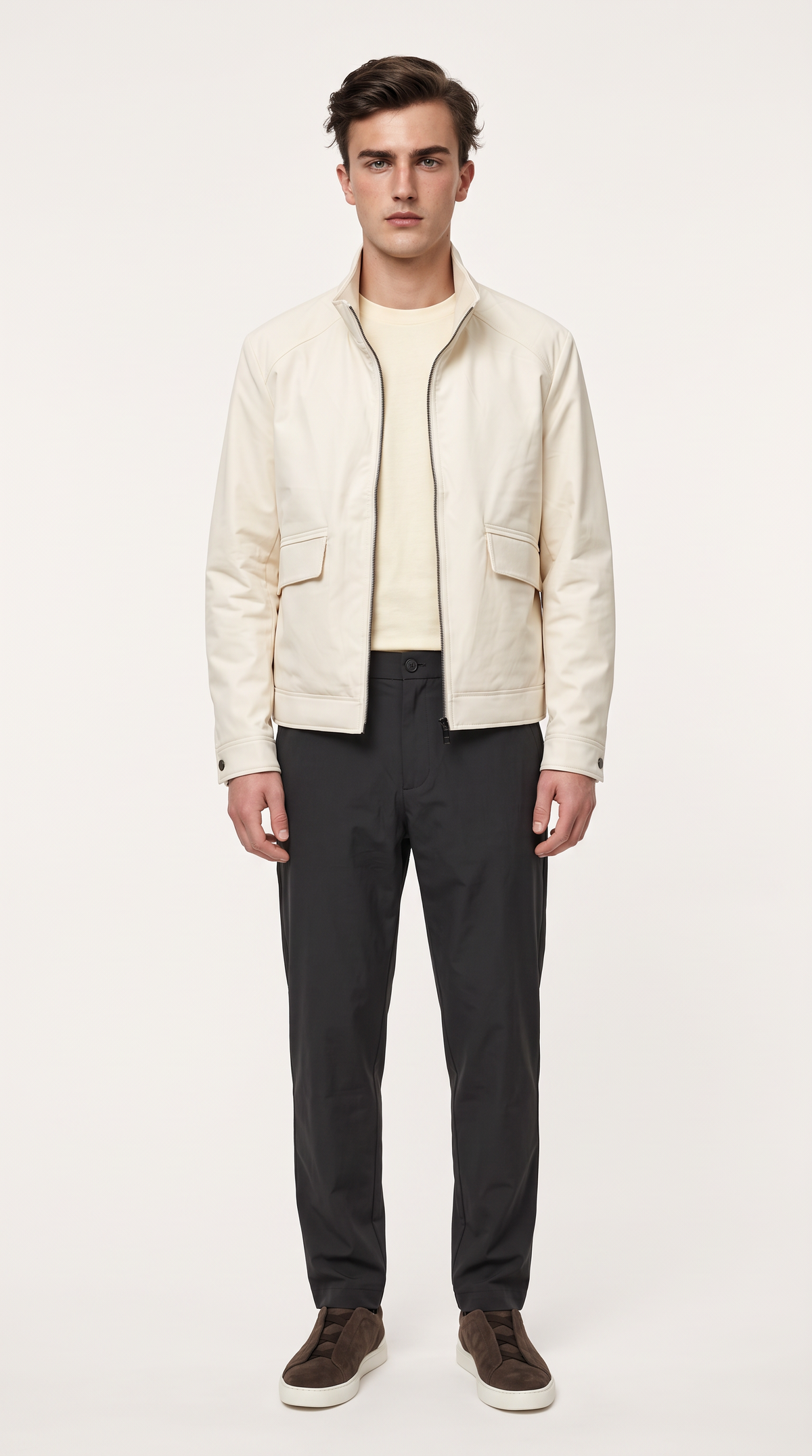 TECHNICAL FABRIC DUCK DOWN JACKET CREME WHITE