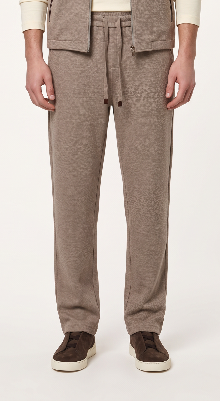 WOOL CASHMERE TAILORED TROUSERS BEIGE