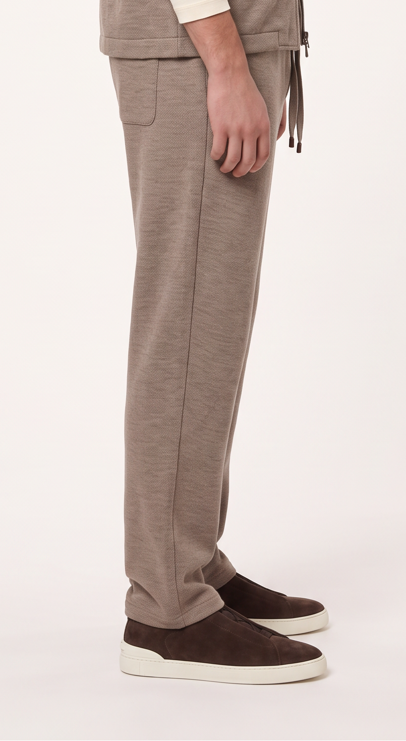 WOOL CASHMERE TAILORED TROUSERS BEIGE