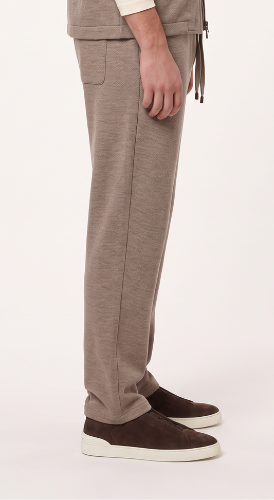 WOOL CASHMERE TAILORED TROUSERS BEIGE