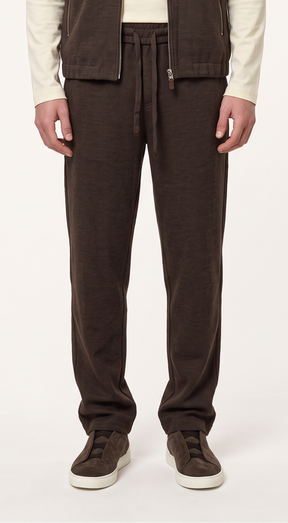 WOOL CASHMERE TAILORED TROUSERS BROWN