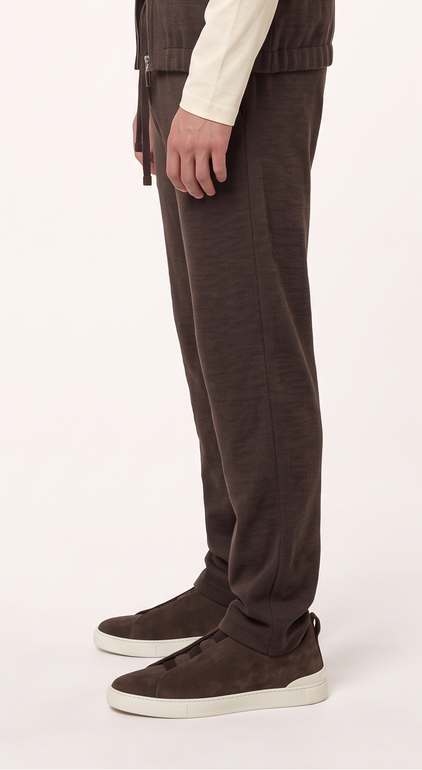 WOOL CASHMERE TAILORED TROUSERS BROWN