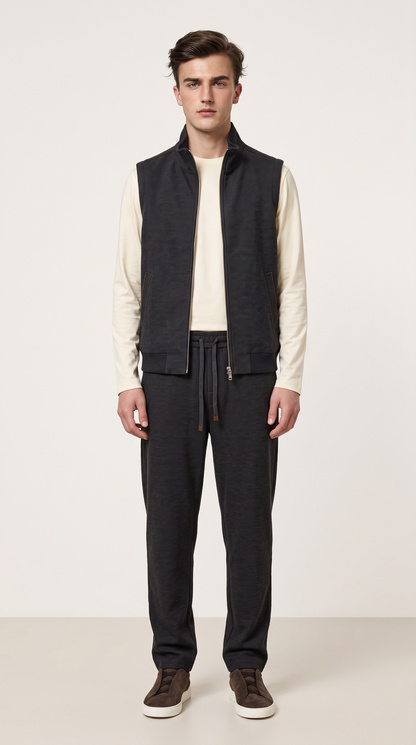 WOOL CASHMERE TEXTURED GILET GREY