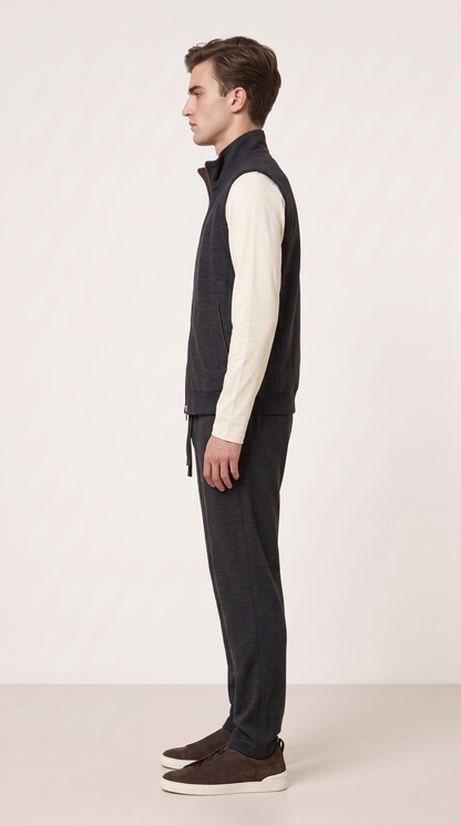 WOOL CASHMERE TEXTURED GILET GREY