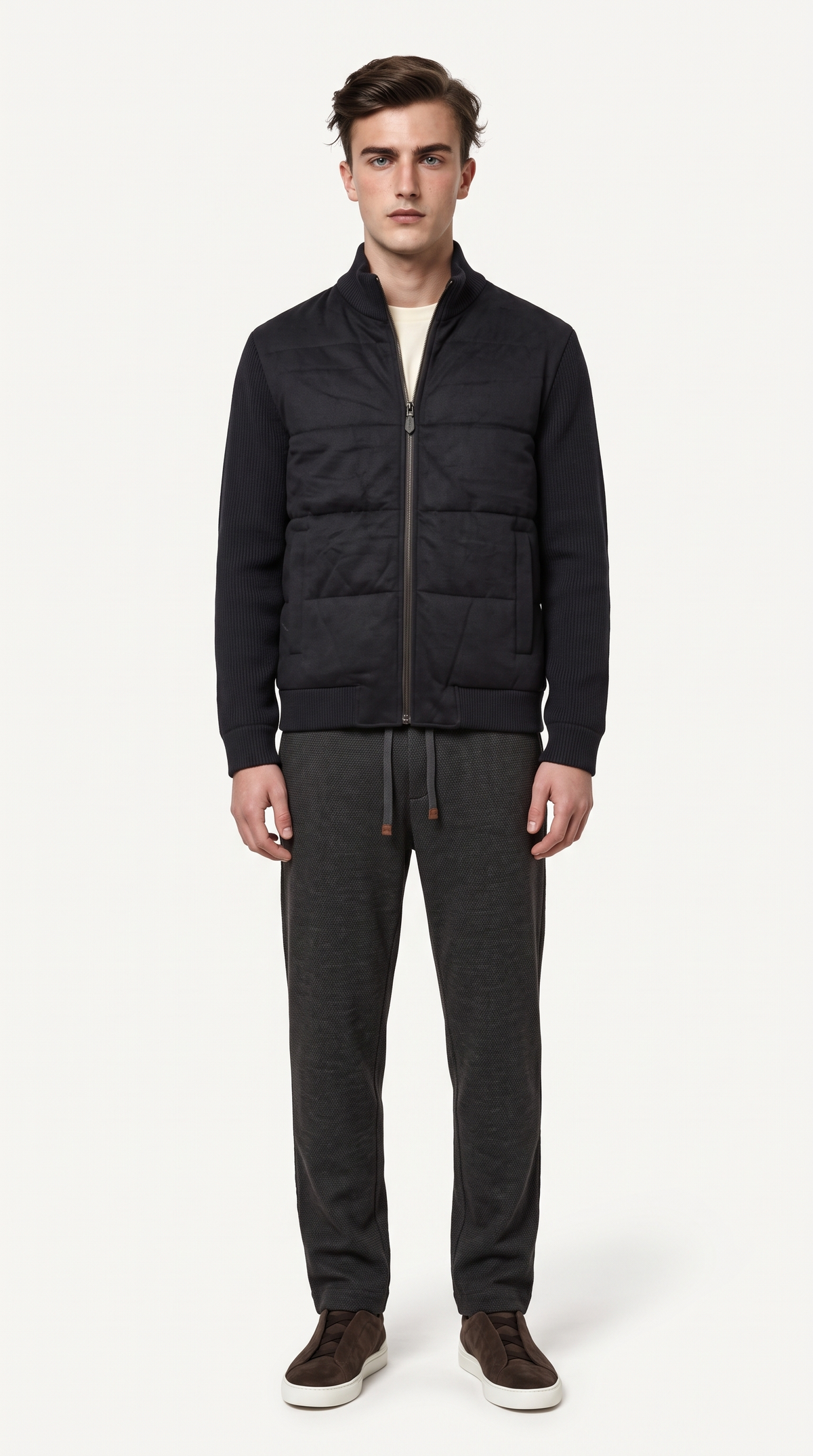 CASHMERE GOOSE DOWN JACKET NAVY