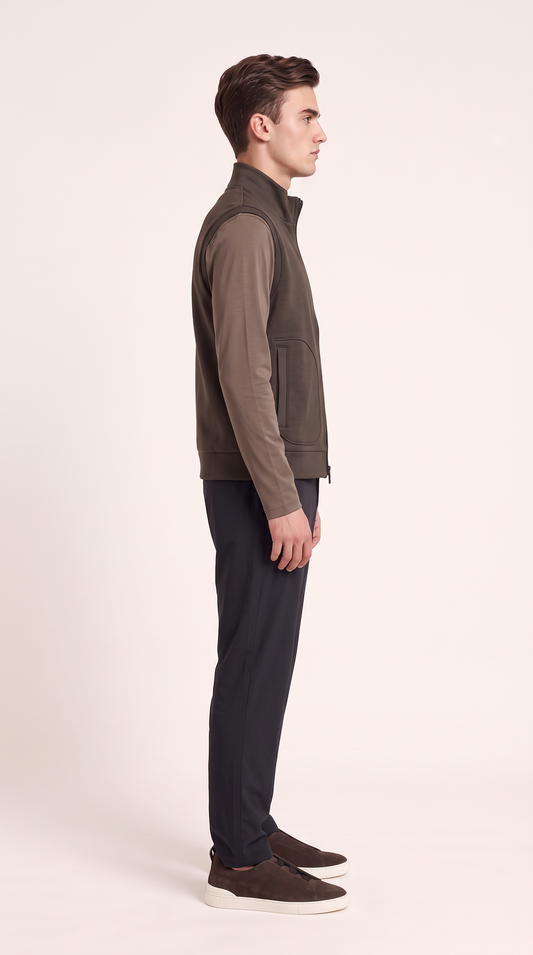 CASHWOOL GILET BROWN
