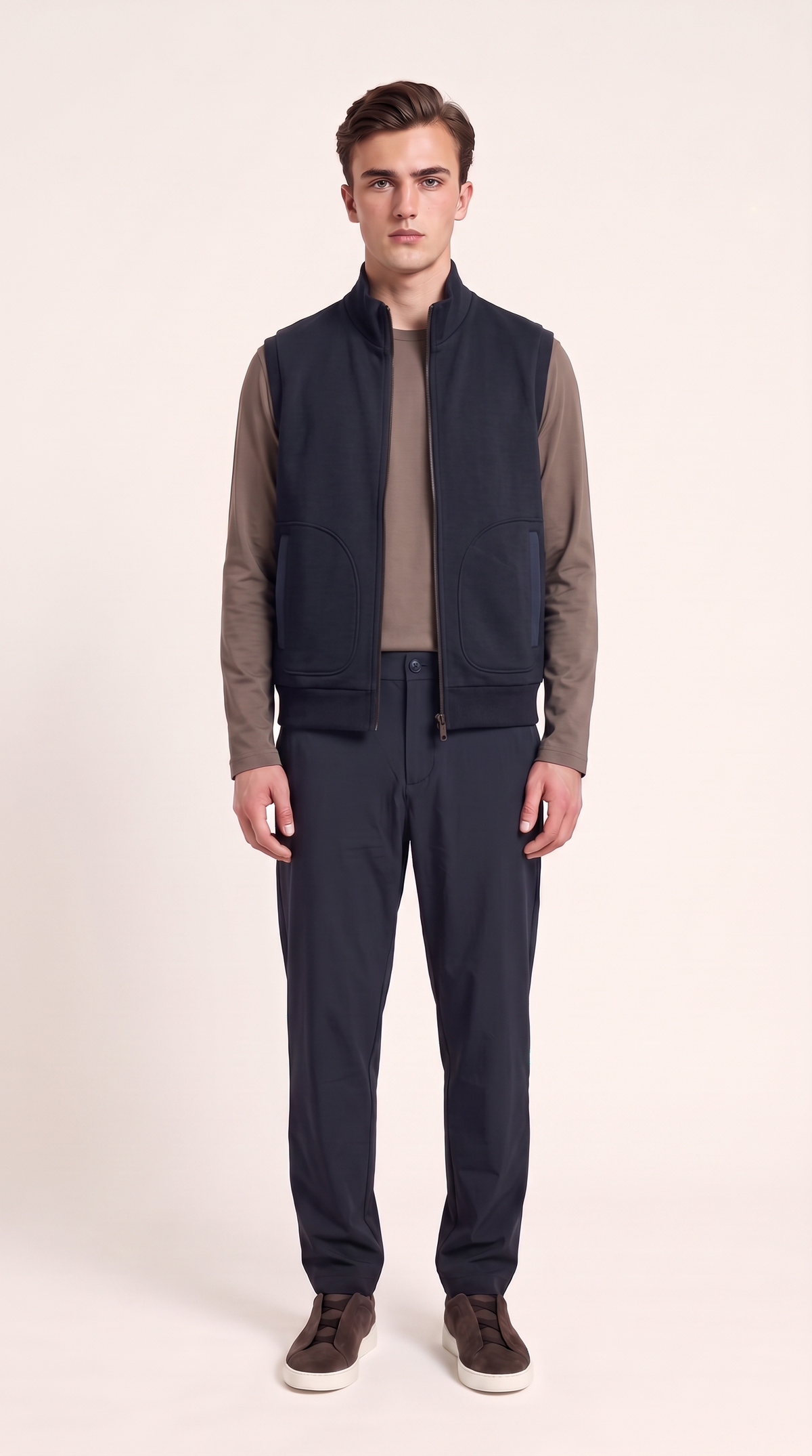CASHWOOL GILET NAVY