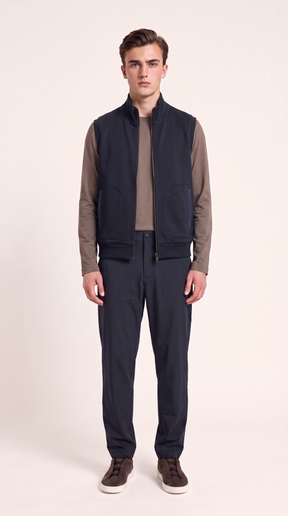 CASHWOOL GILET NAVY