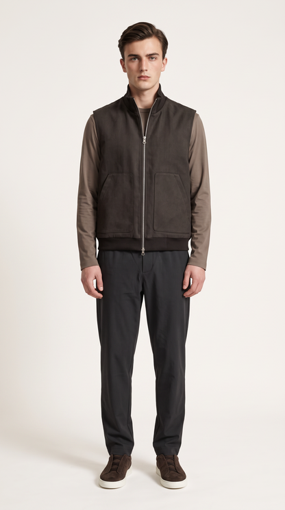 CASHMERE GILET BROWN