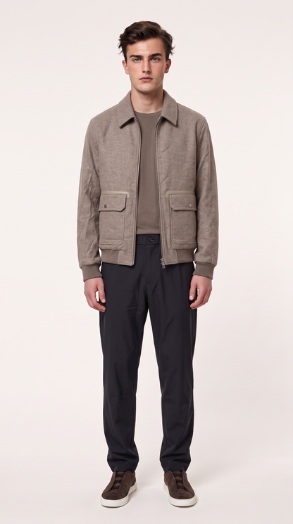 WOOL BLEND JACKET | GREIGE