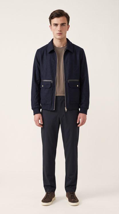 WOOL BLEND JACKET | NAVY
