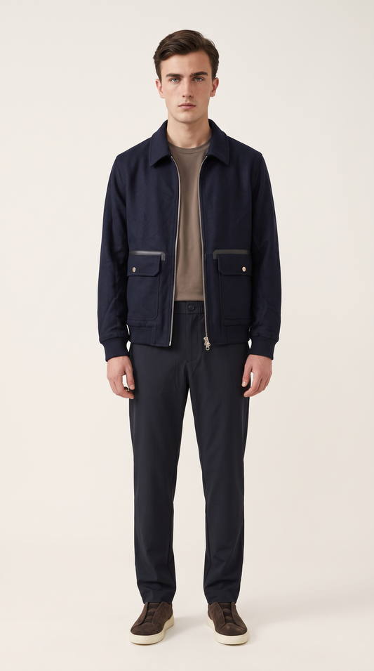 WOOL BLEND JACKET | NAVY