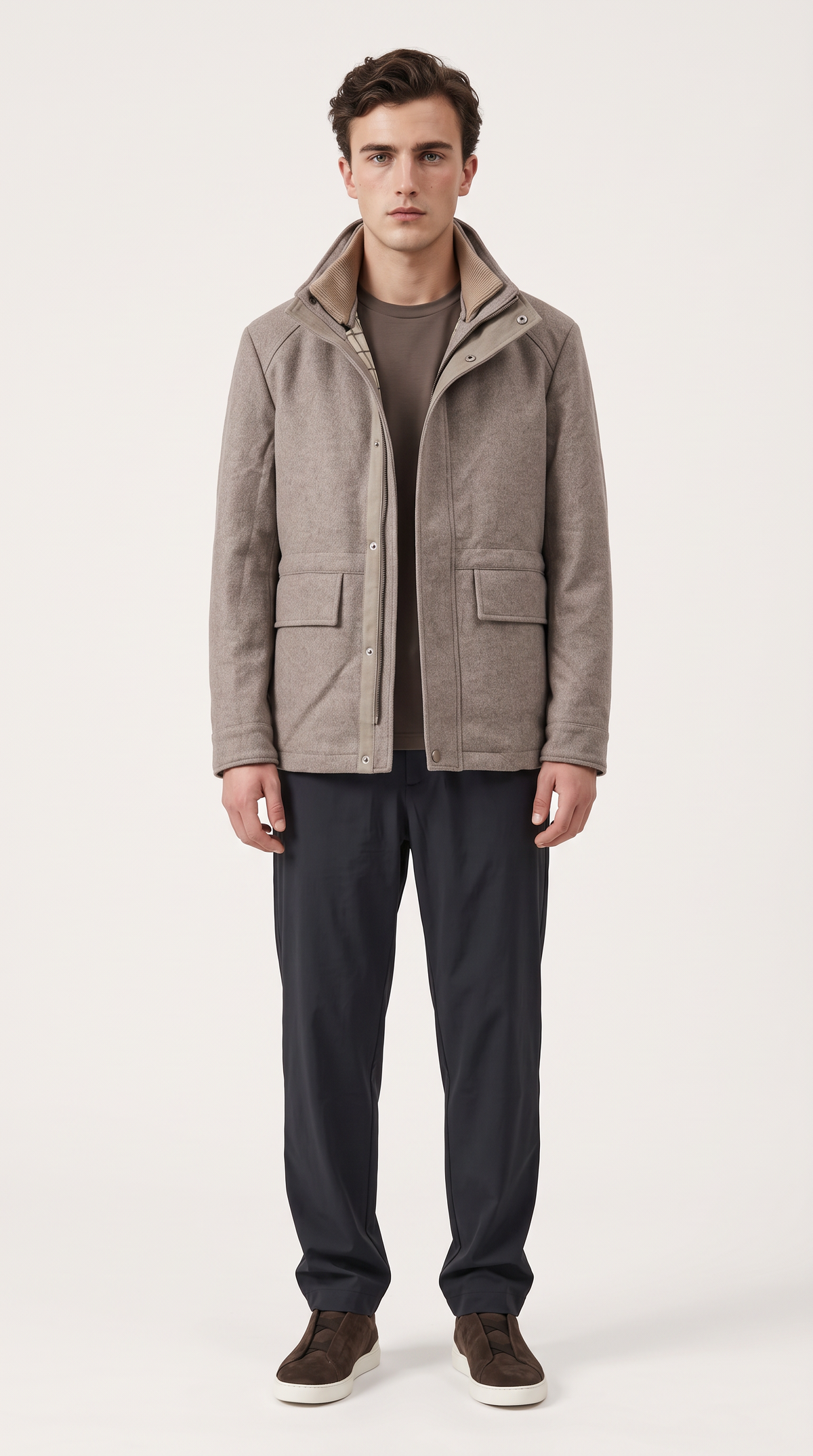 WOOL BLEND COAT | GREIGE