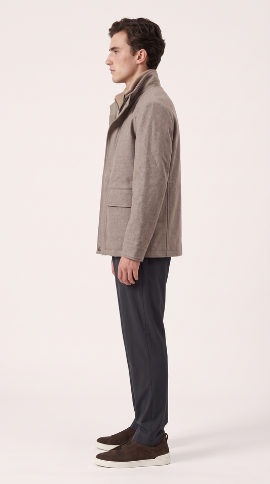 WOOL BLEND COAT | GREIGE
