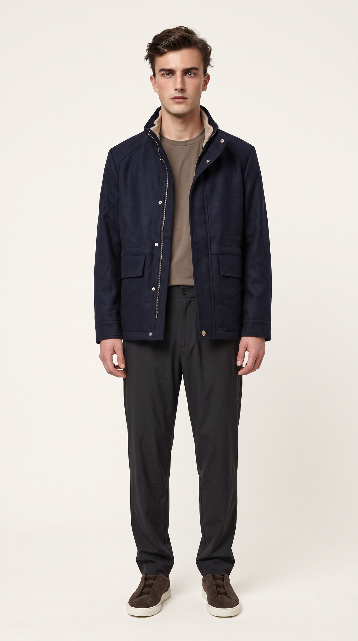WOOL BLEND COAT | NAVY