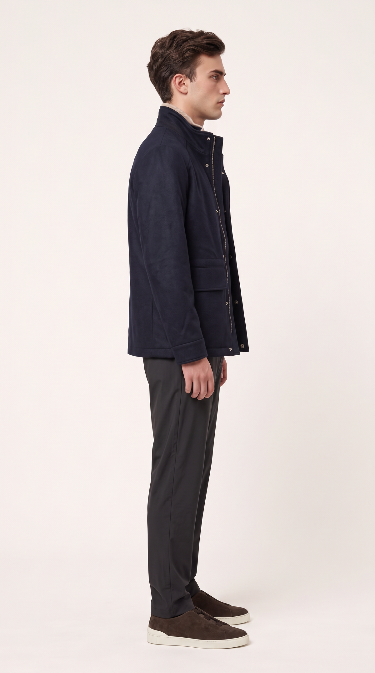 WOOL BLEND COAT | NAVY