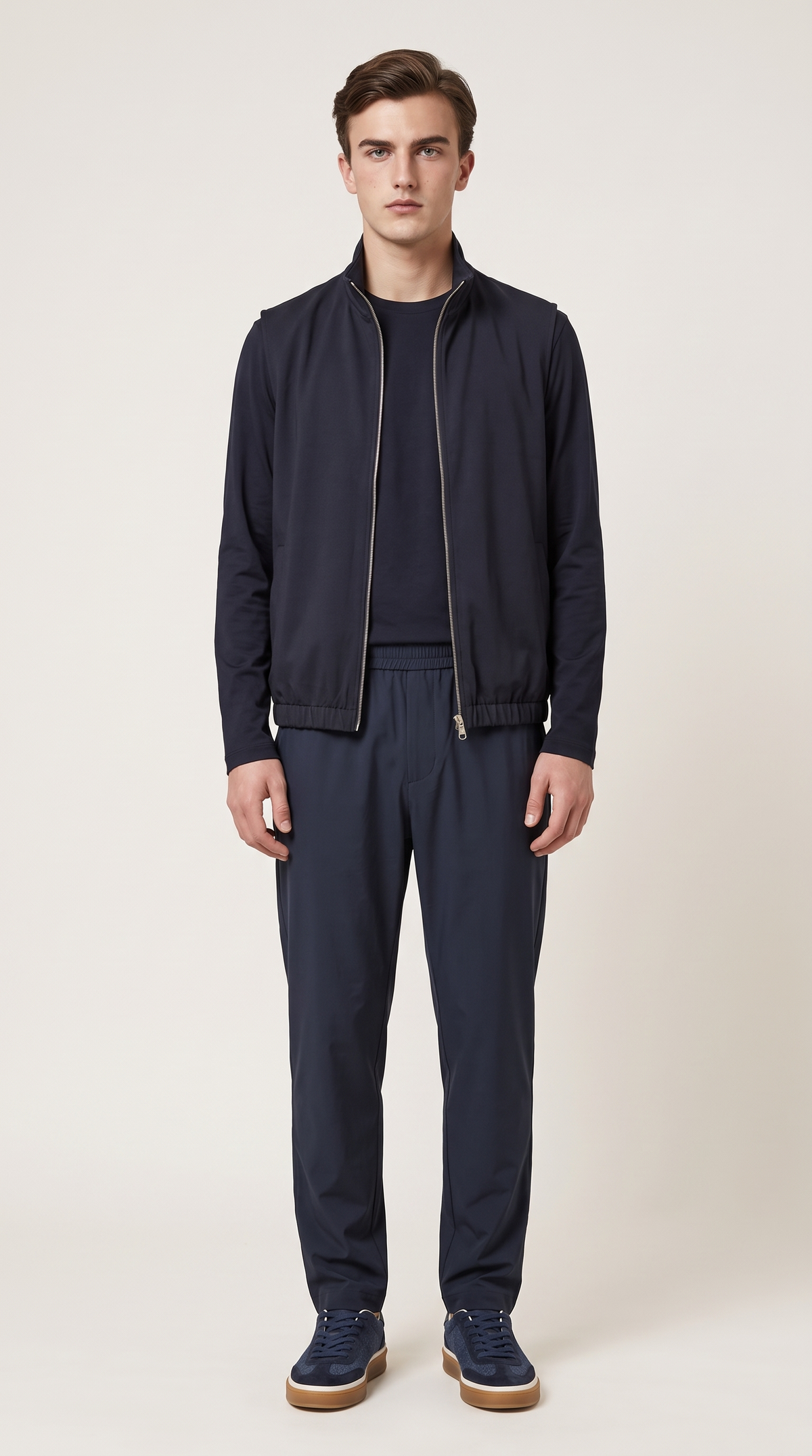 REVERSIBLE CASHMERE TECHNICAL GILET NAVY