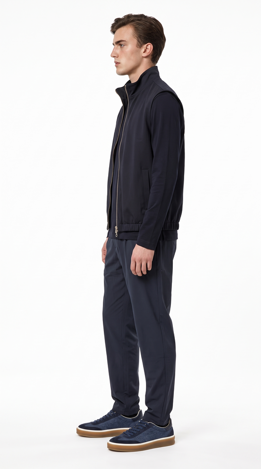 REVERSIBLE CASHMERE TECHNICAL GILET NAVY