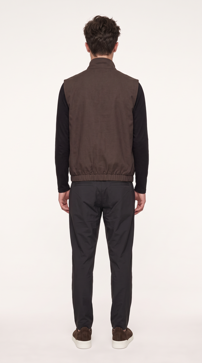 REVERSIBLE CASHMERE TECHNICAL GILET BROWN