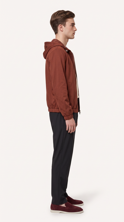REVERSIBLE CASHMERE TECHNICAL HOODED JACKET BURGUNDY