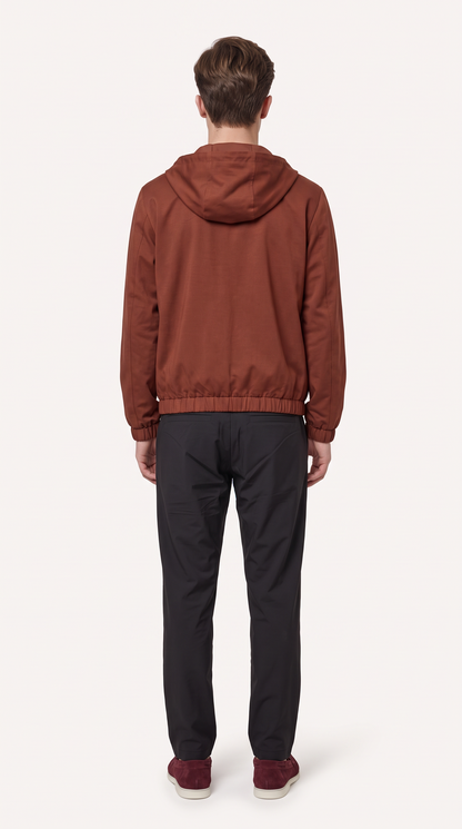 REVERSIBLE CASHMERE TECHNICAL HOODED JACKET BURGUNDY