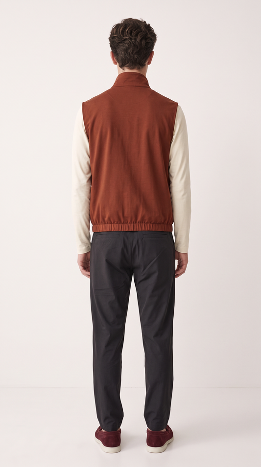 REVERSIBLE CASHMERE TECHNICAL GILET BURGUNDY