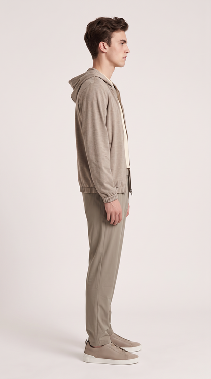 REVERSIBLE CASHMERE TECHNICAL HOODED JACKET BEIGE