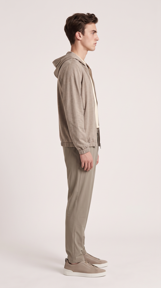 REVERSIBLE CASHMERE TECHNICAL HOODED JACKET BEIGE