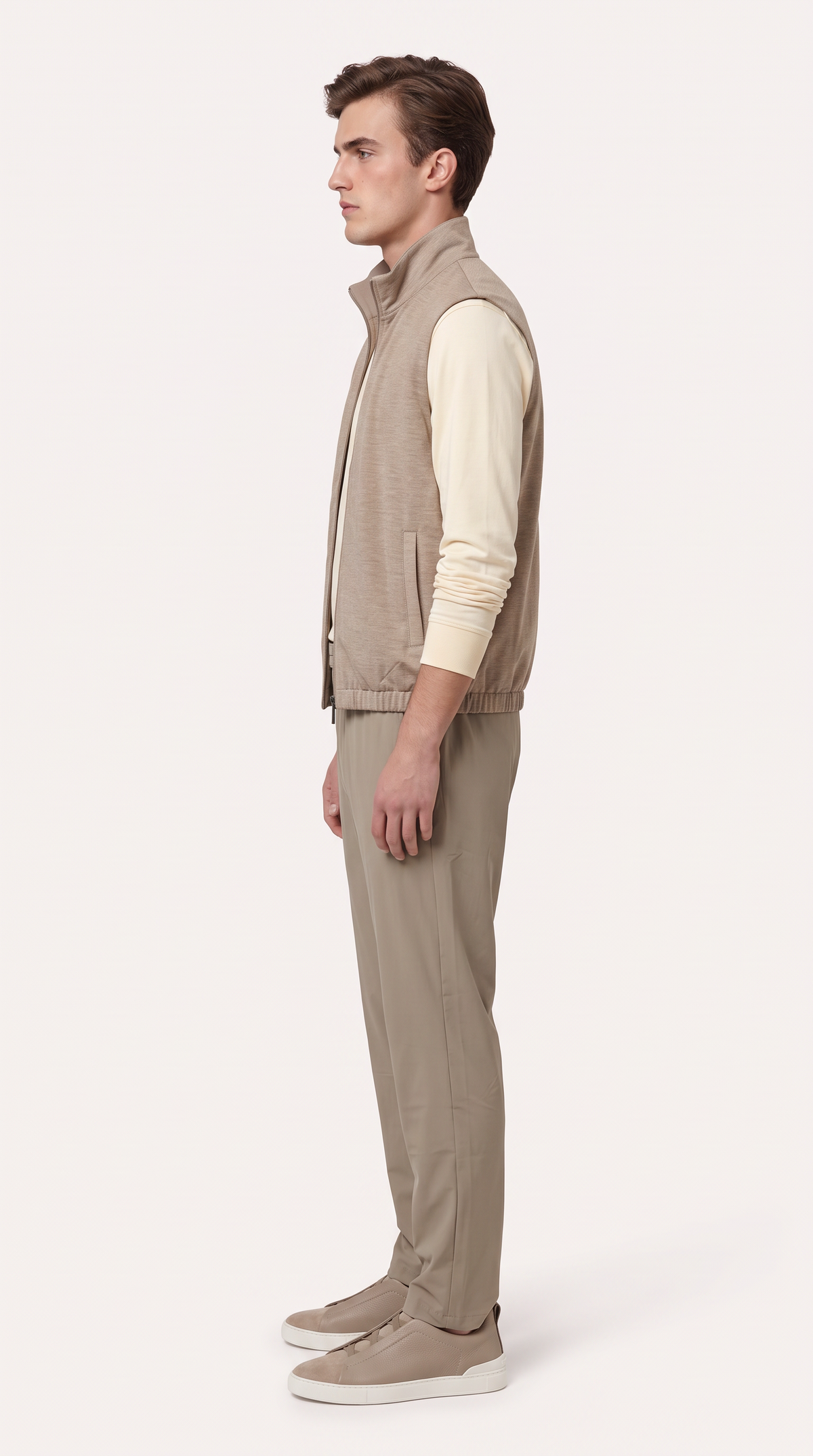 REVERSIBLE CASHMERE TECHNICAL GILET BEIGE