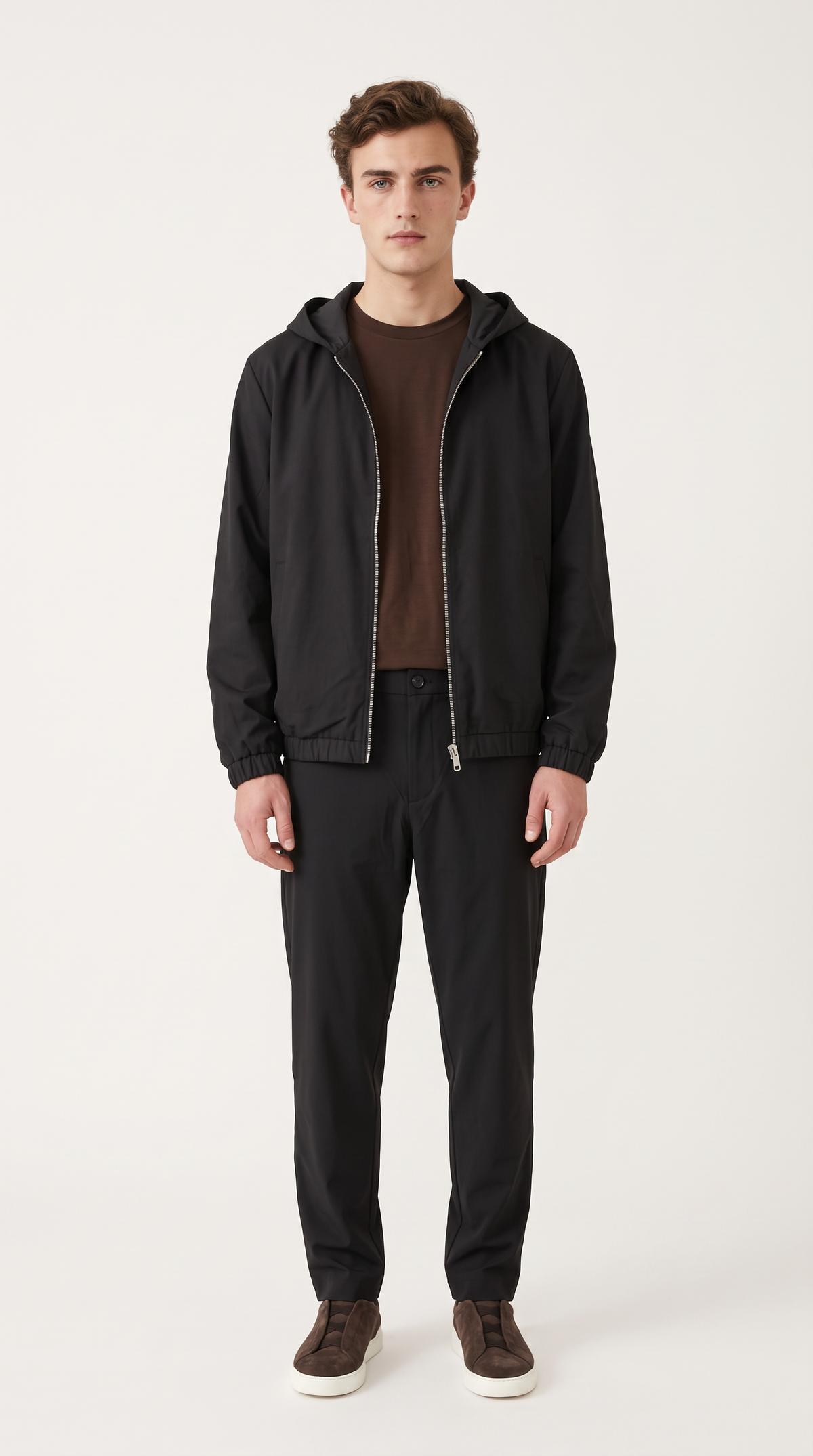REVERSIBLE CASHMERE TECHNICAL HOODED JACKET BLACK