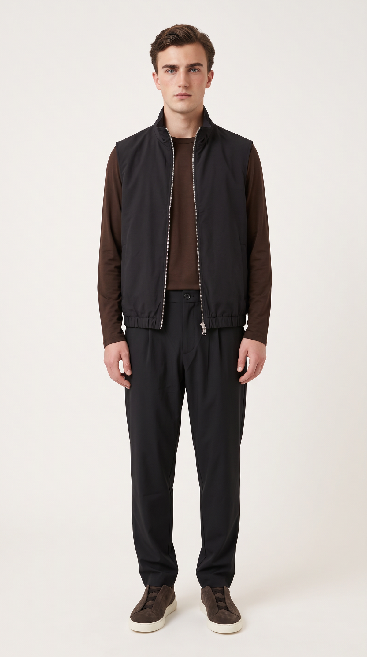 REVERSIBLE CASHMERE TECHNICAL GILET ONXY BLACK