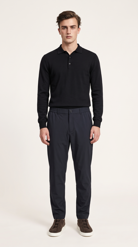 MERINO WOOLBLEND POLO | ONXY BLACK