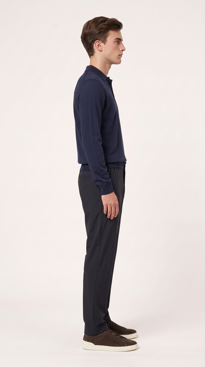 MERINO WOOLBLEND POLO | NAVY