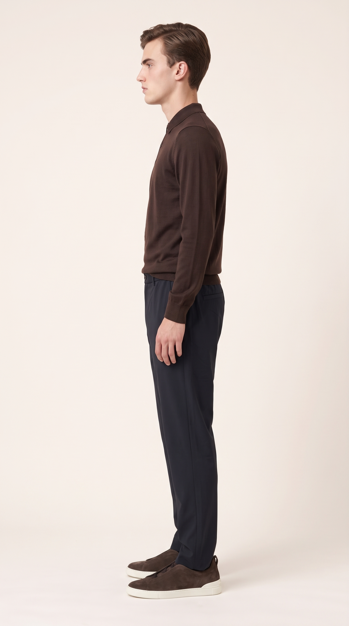 MERINO WOOLBLEND POLO | BROWN