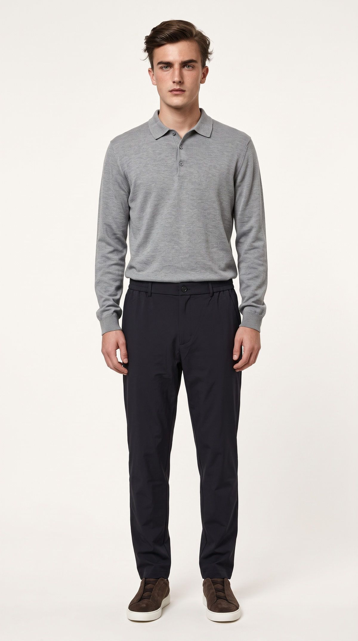 MERINO WOOLBLEND POLO | GREY