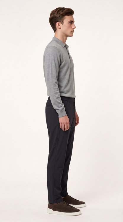 MERINO WOOLBLEND POLO | GREY